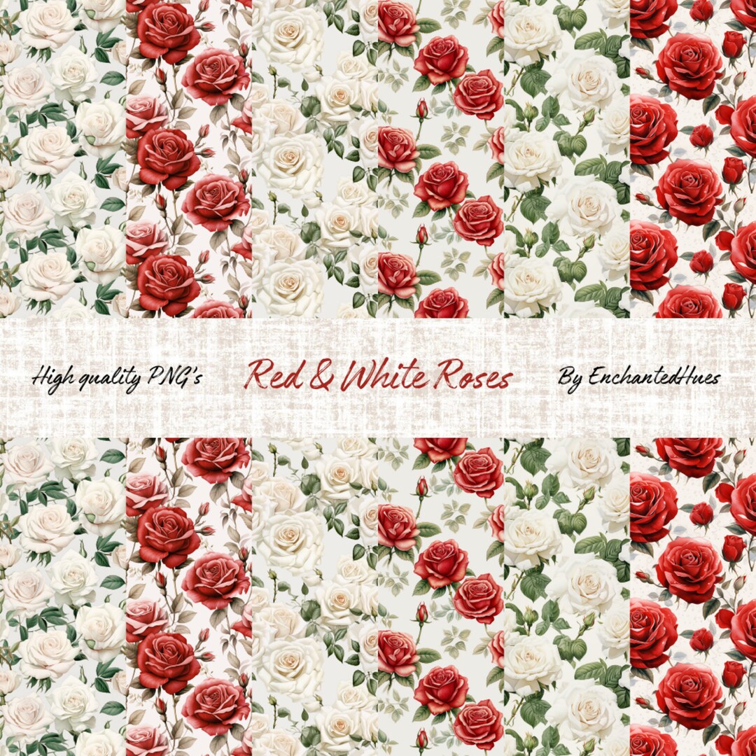 Write Me Roses Patterns Red & White Roses Patterns | Seamless Floral Patterns, Commercial Use ...