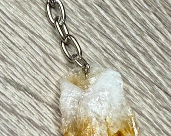 Raw Citrine Crystal Keychain: Natural Healing Stone