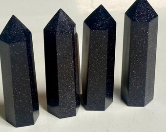 Blue Goldstone Obelisk/Towers, Crystal, Healing stone, Altar supplies, Jewelry, collector, wire wrapping, Gift,