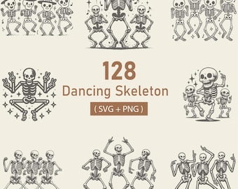 Dancing Skeletons SVG: Halloween Clipart, Cricut & Silhouette Cut File
