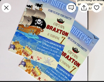 Editable Pirate Birthday Invitation Template (Digital Download)