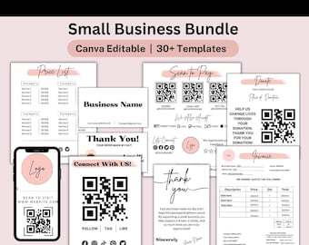 Craft Show Templates Bundle, Editable Small Business Sign Bundle, Order form Printable, Price List & scan To Pay Template, QR Code SVG