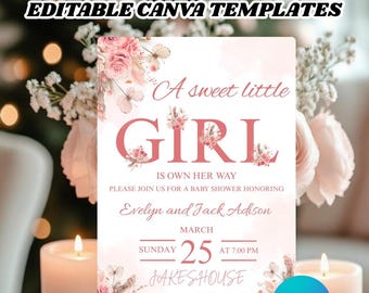 Boho Baby Shower Invitation, Pampas Grass Girl , Bohemian  Party Invitation, Editable Digital download