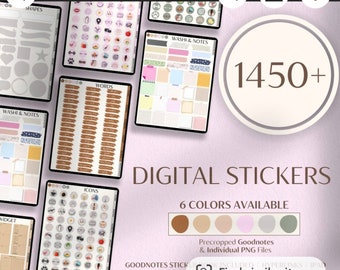 1450+ Boho Digital Stickers: GoodNotes Planner Stickers (Pre-cropped)