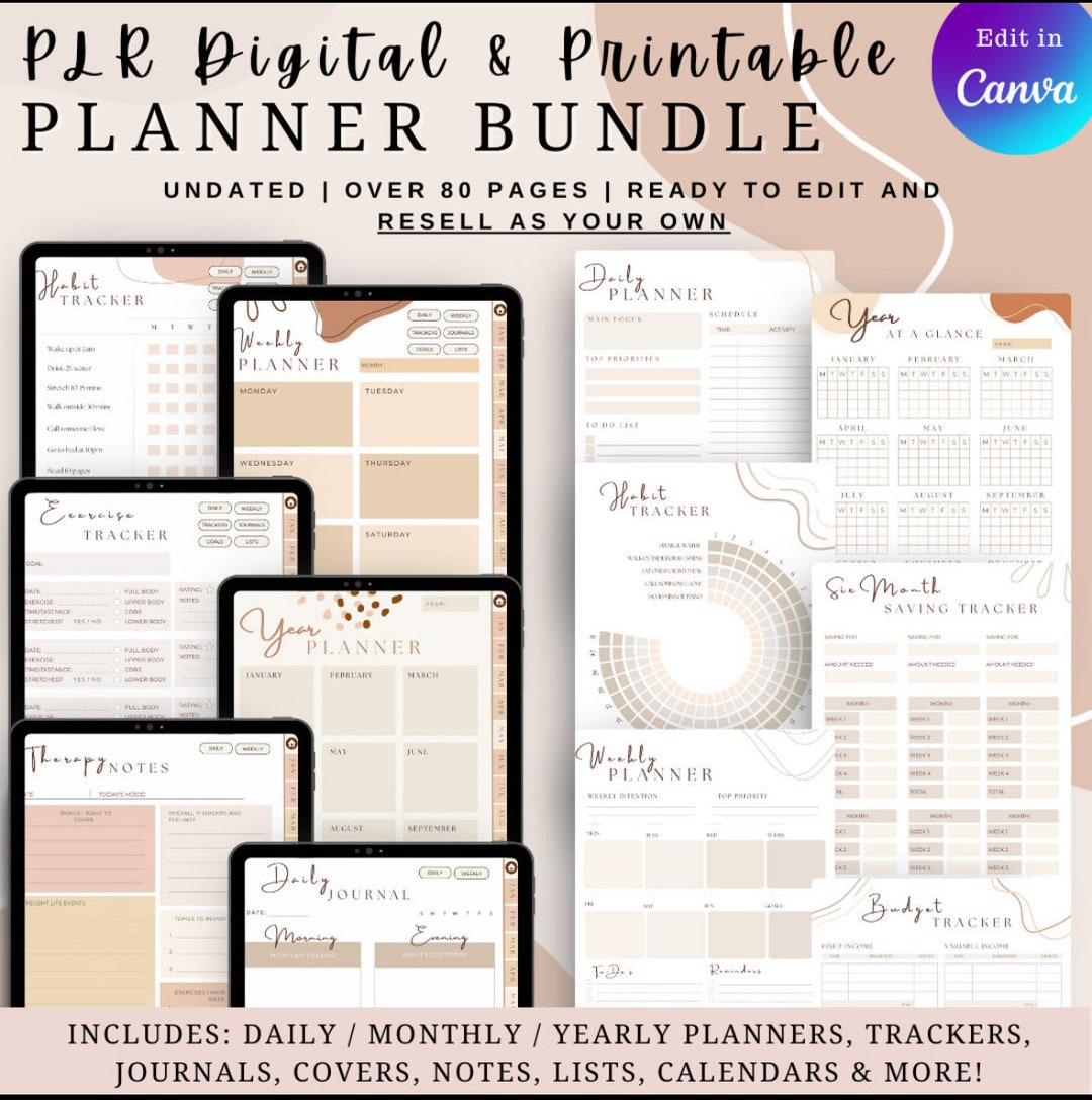 PLR Digital and Printable Planner Bundle - Etsy