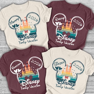 Personalized Disney Family Vacation Shirt , Disney Trip Shirts 2026,  Disneyland Custom Name Shirt, Mickey Minnie Disneyworld Matching Shirt
