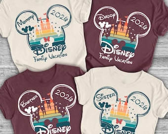 Personalized Disney Family Vacation Shirt , Disney Trip Shirts 2026,  Disneyland Custom Name Shirt, Mickey Minnie Disneyworld Matching Shirt