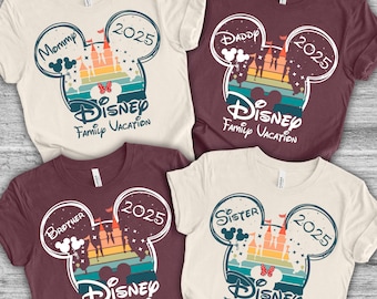 Personalized Disney Family Vacation Shirt , Disney Trip Shirts 2025,  Disneyland Custom Name Shirt, Mickey Minnie Disneyworld Matching Shirt