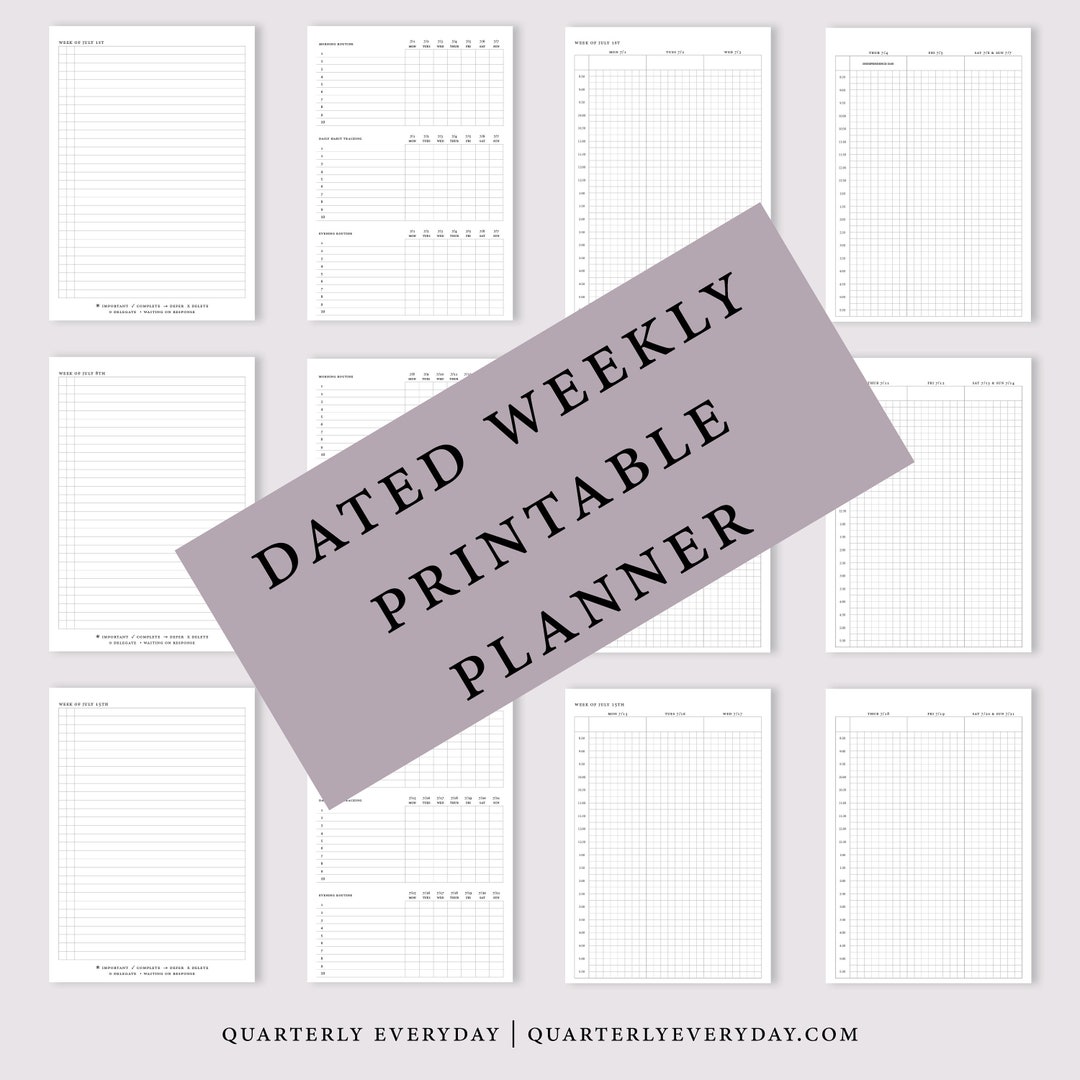 Weekly Dated Checklist.pdf A5: Weekly Dated Printable Planner Pages - Etsy