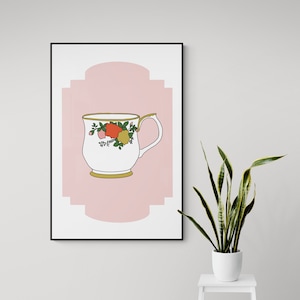 Wall Art Teacup Print Tea Cup Art Download Tea Art for Kitchen Decor Vintage Teacup Gift Tea Lover Printable Cafe Decor
