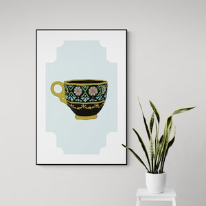 Wall Art Tea Cup Print Teacup Download Tea Art for Kitchen Decor Vintage Teacup Gift Tea Lover Printable Cafe Decor