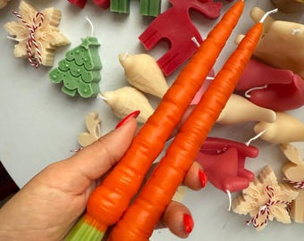 Vegetable Candle Carrot Design – Handmade Soy Wax Candle for Farmhouse Kitchen Decor