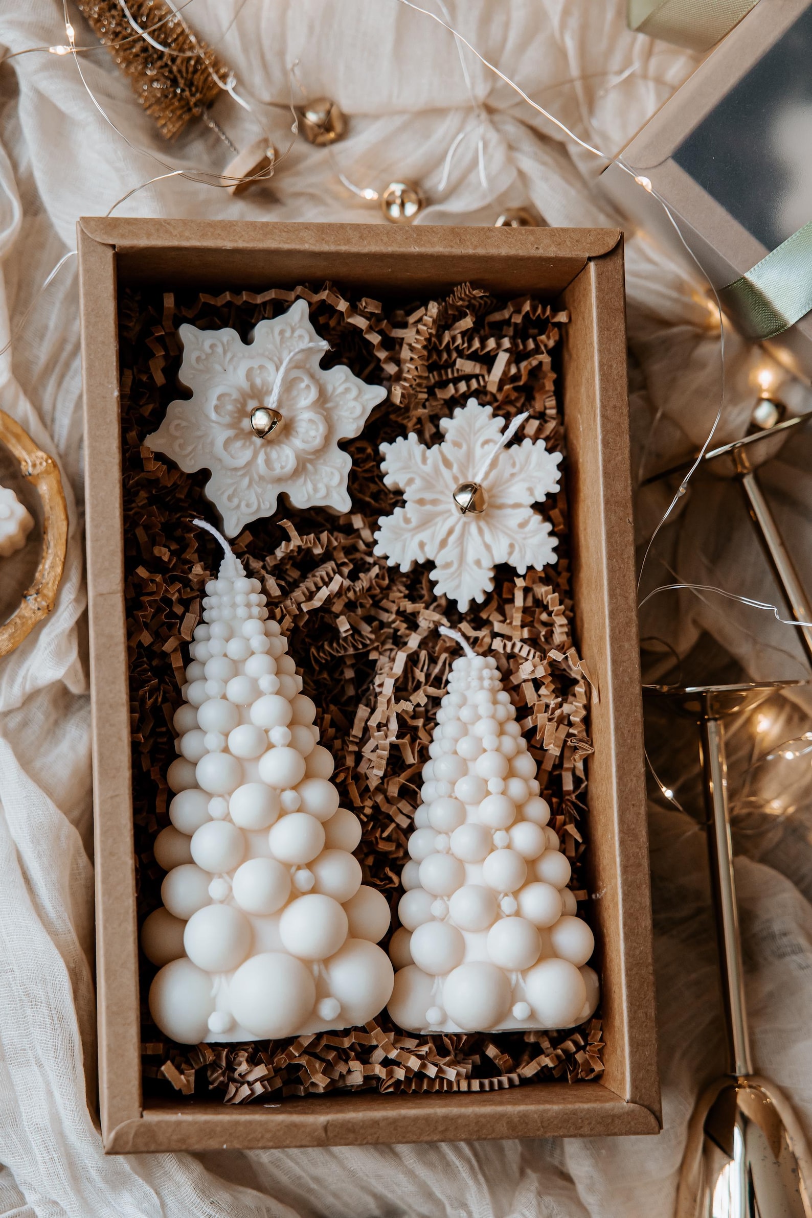 Handmade Soy Wax Christmas Candle Gift Set: Tree & Snowflake Decor - Etsy