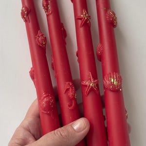 Set of Valentines Taper Candle, Taper candles, Taper Candles with Sea Сreatures Unique, Gift