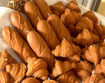 Vela de croissant realista: decoración de cera de soja de panadería francesa