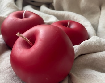 Bougie aux pommes - Bougie aux fruits faite main, cadeau pour enseignant et décoration de mariage rustique