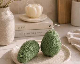 Bougie réaliste en forme d'avocat, décoration de cuisine, cadeau de pendaison de crémaillère, cadeau pour les gourmands, cire végane