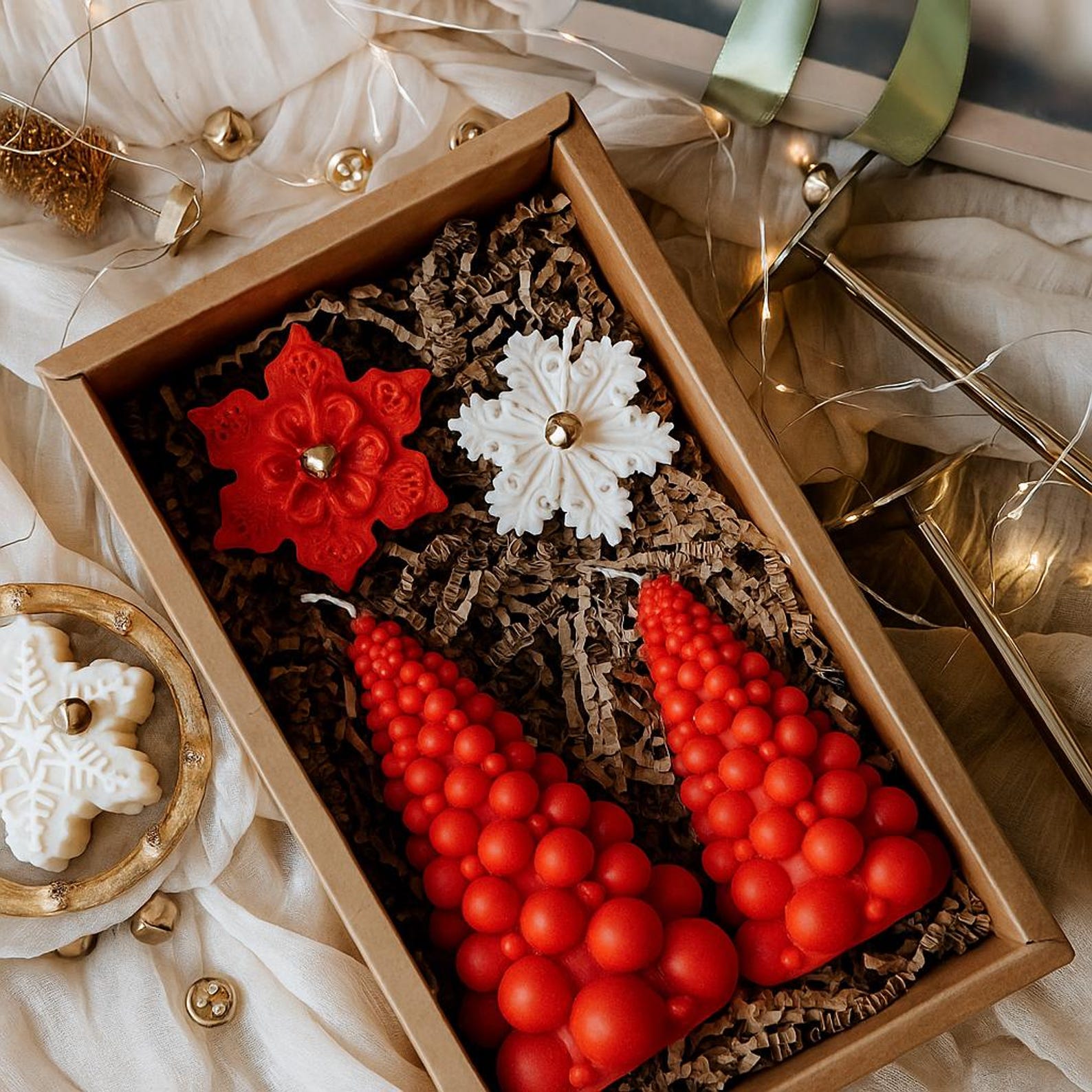 Handmade Soy Wax Christmas Candle Gift Set: Tree & Snowflake Decor - Etsy