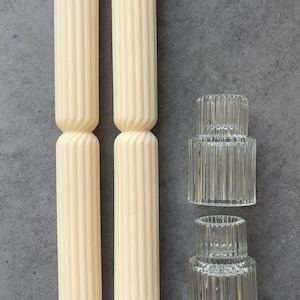 Two Taper Candle Set with 2 candlesticks, Long Luxury candles, Taper Candles, Taper Candles Winding, Unique, Gift