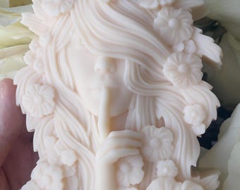 Flower Goddess Sculptural Soy Wax Figure, Venus Style Female Body Decor