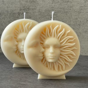 Mond und Sonne Kerze - Zen Dekor für Zuhause - Spirituelle Deko Kerze - Handgemachtes Geschenk - Einweihungsgeschenk - Home Decor Kerze