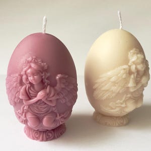 Vela de anjo, velas de Páscoa artesanais, velas cônicas de Páscoa, vela de Páscoa, vela de coelho de éster, castiçal de éster, vela de ovo de Páscoa,