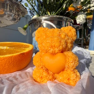 Rose Teddy Bear Candles (10cm ), Soy Wax Teddy Bear Candle – Romantic Handmade Bear Candle – Cute Couple Gift – Anniversary, Wedding