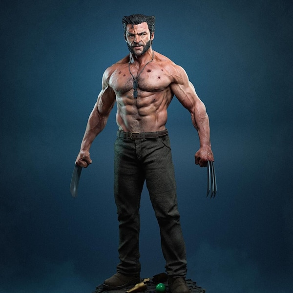 Archivo STL de la estatua de Wolverine, archivo STL de impresión digital 3D para impresoras 3D, personajes de películas, juegos, figuras, modelo Diorama 3D