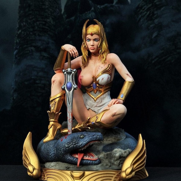 Warrior Woman Statue STL File, 3D Digital Printing STL File for 3D Printers, Movie Characters, Games, Figures, Diorama 3D Model