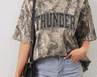 Oklahoma City Thunder Camo T Shirt | Vintage Thunder Basketball Tee | Women’s Game Day Shirt | OKC Thunder Fan Shirt | Unisex Sports Graphic