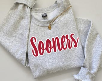 Oklahoma Ou Sooners Crewneck Sweatshirt | Football Game Day Cozy Cotton Shirt
