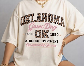 Oklahoma Game Day Shirt | Vintage OK Athletic Department Tee | OU Inspired Game Day Sweatshirt | Leopard Oklahoma Graphic T-Shirt |