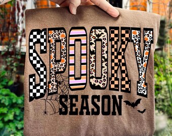 Spooky Season Halloween Tee - Girly Pattern, Stylish T-shirt  - Comfort Colors  - Cotton Tee - Fall Vibes