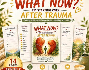 Börja om efter trauma Utskrivbar arbetsbok Läkningsguide Självreflektionsjournalsidor