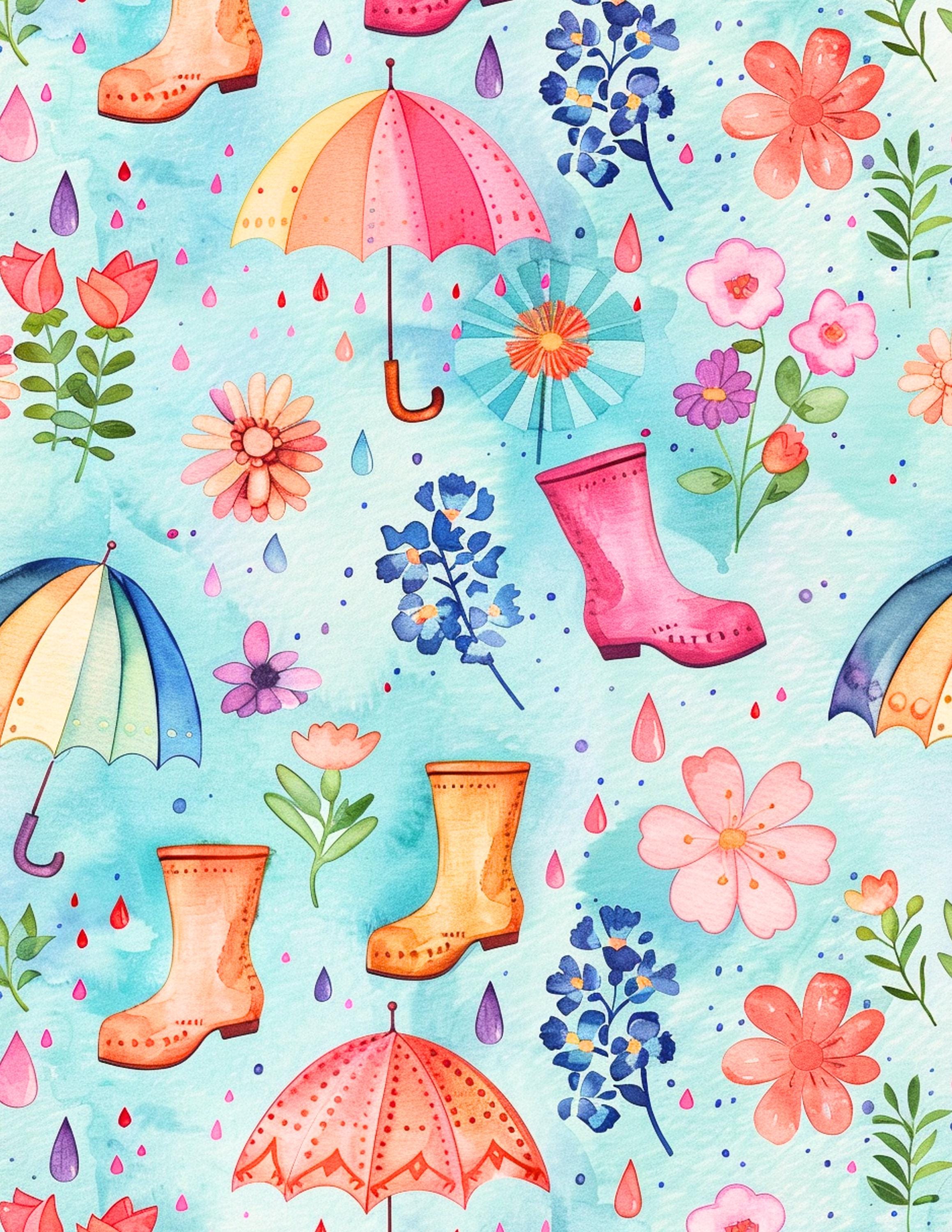 Spring Junk Journal Kit and Rain Paper Pack Bundle, 27 Printable Pages ...