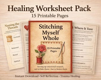 Emotional Healing Worksheet Pack – Shadow Work Journal, Grief Pages (Printable PDF)