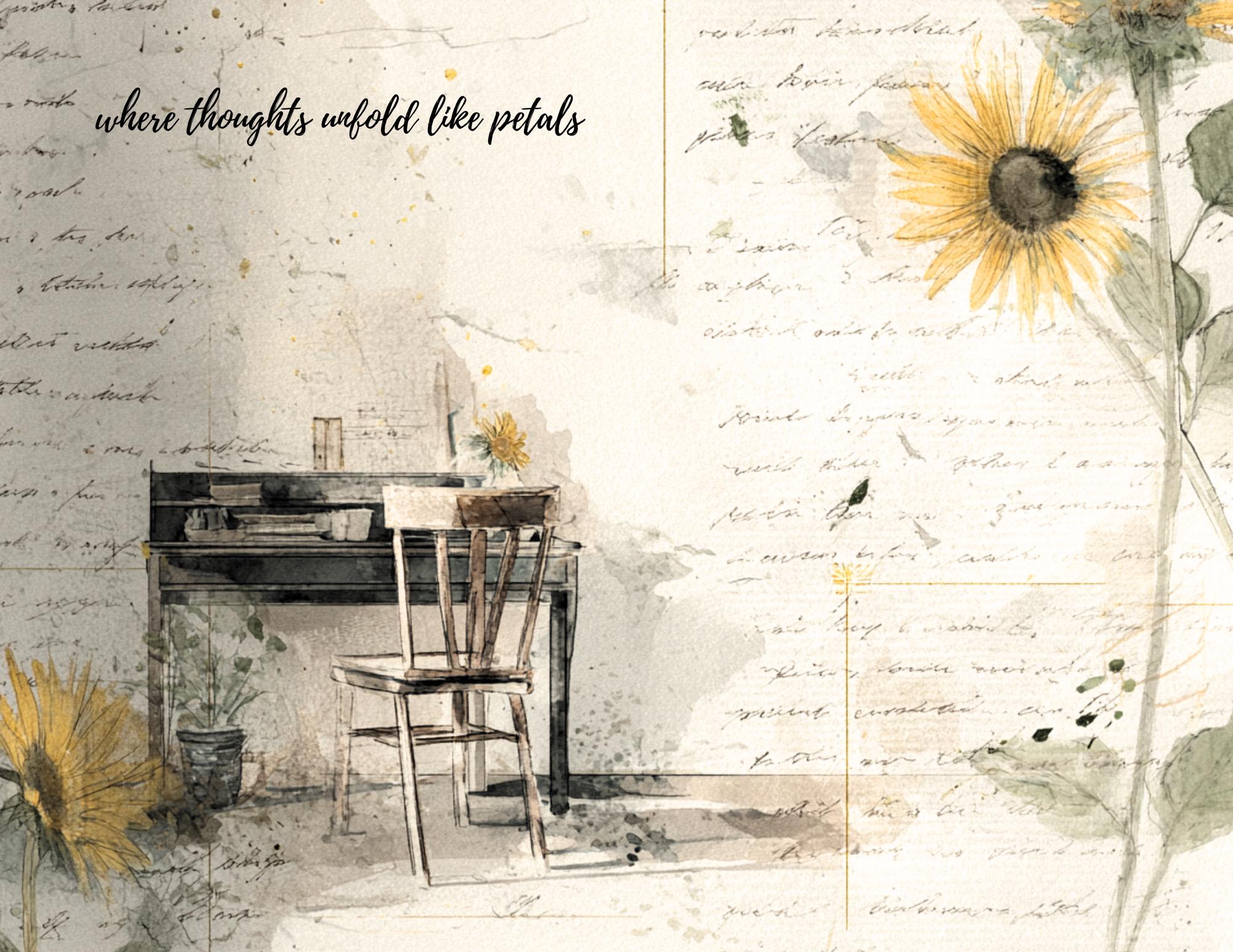 Junk Journal Kit - Golden Whimsy | Sunflower | Vintage Floral Ephemera ...
