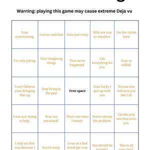 3 - Worksheets - Narcissist Bingo | Gaslighting and Lies Worksheets