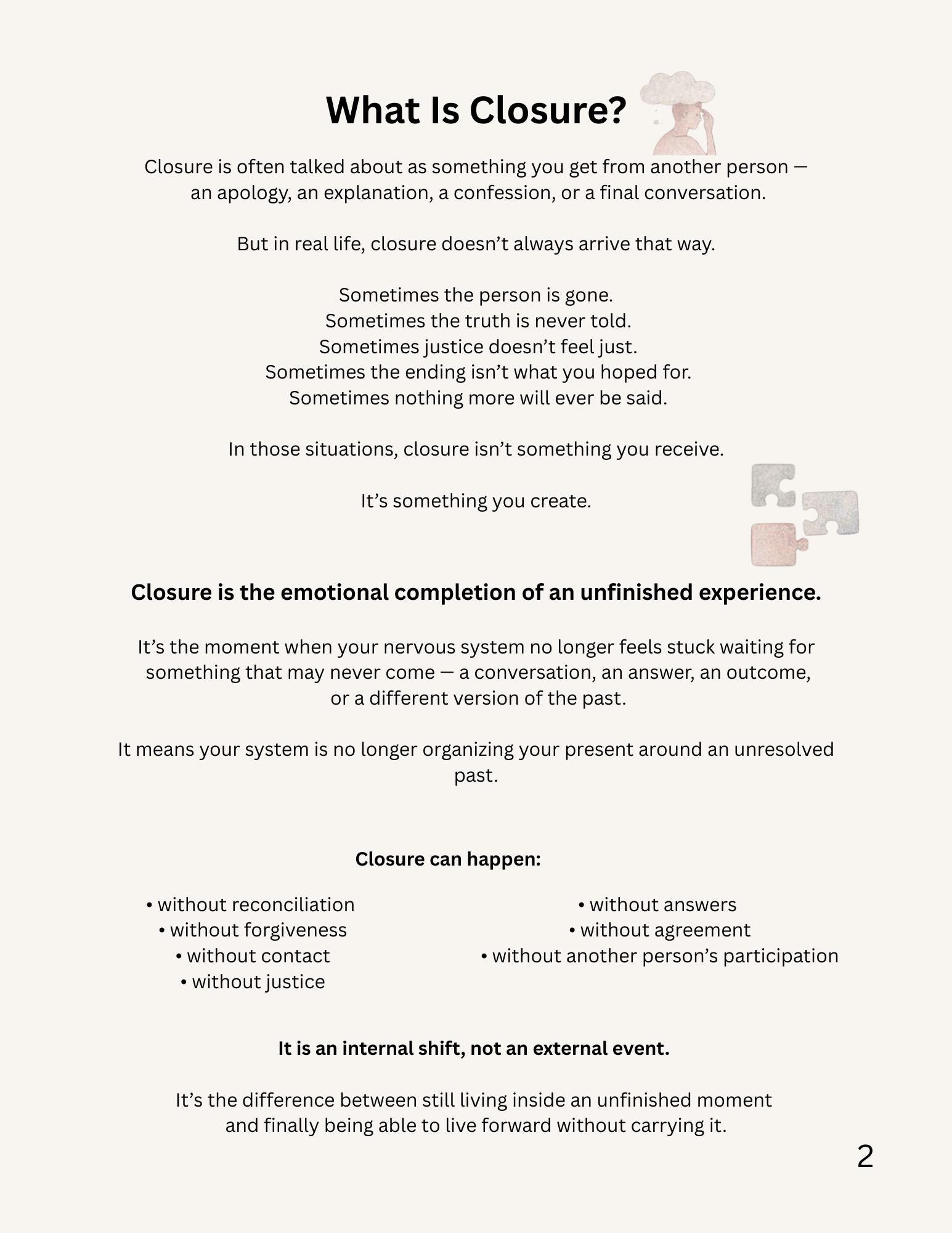 How to Understand Closure | 16 – Page Emotional Healing PDF - Etsy