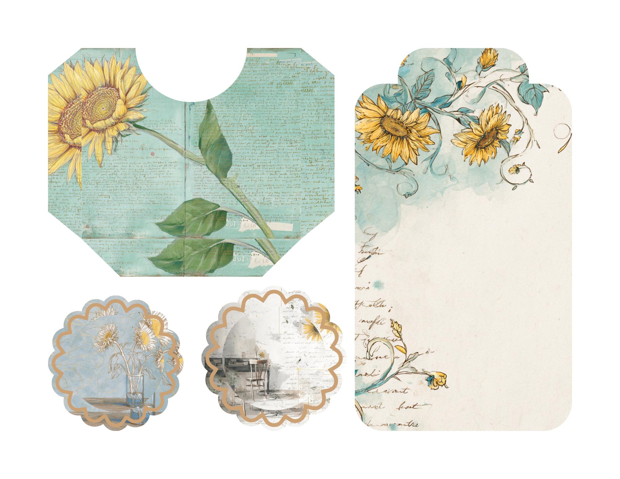 Junk Journal Kit - Golden Whimsy | Sunflower | Vintage Floral Ephemera ...