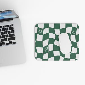 Rectangle Mouse Pad, Green Checkered Design, Gaming Office School Work Mat, Desk Accessories, Computer Mousepad, Desk Decor