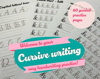 Easy cursive handwriting practice/guide/tutorial - PDF - Cute handwriting