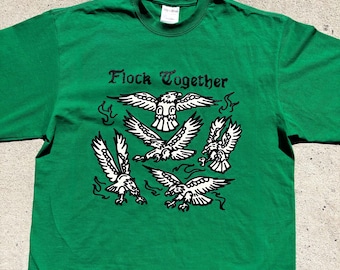 PRE ORDER Flock Together Philadelphia Eagles-Inspired Tattoo Screen Printed Kelly Green Heavyweight Shaka T-Shirt