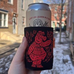 Phillie Phanatic Hitting Dingers Phillies Screen Printed Design Black Beverage Holder