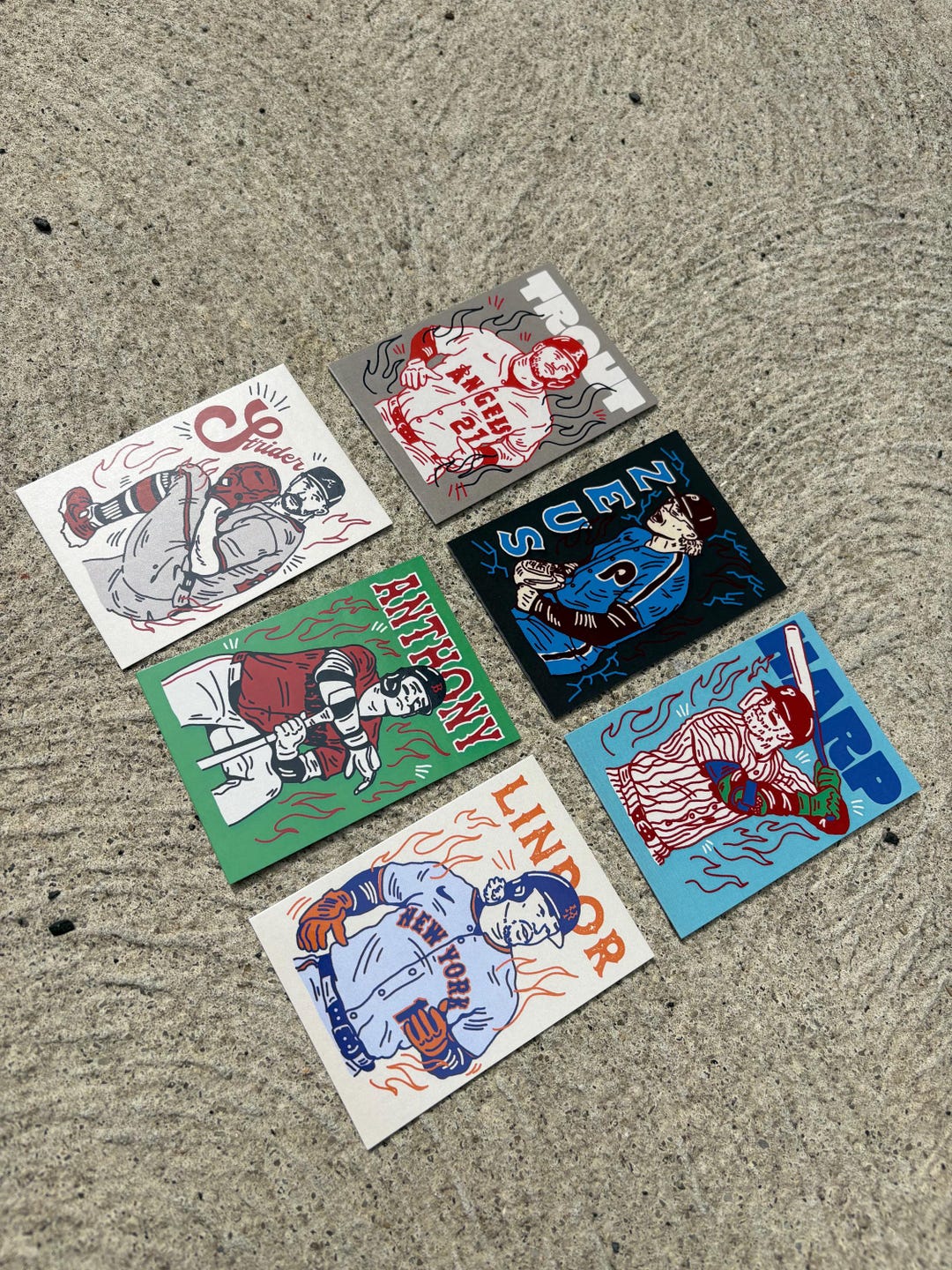 MLB Baseball Player Illustrated Trading Cards - Etsy