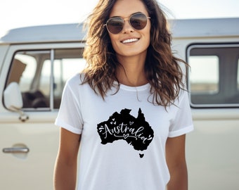 Australië kaart tshirt, Womens Australië shirt, Aussie T-shirt vrouwen, Australië dag Tee, Oz Tee, tiener meisje Aussie shirt, Australië cadeau Tee