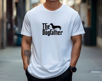 Dogfather T-shirt, Dogfather Dachshund Tee, Dachshund Dad Shirt, Dachshund Lover Gift Shirt, Mens Dachshund Top, Sausage Dog Tshirt Men