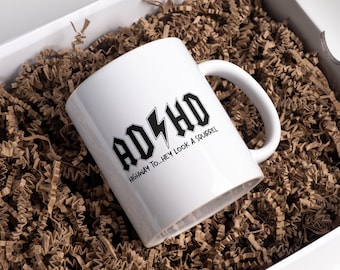 ADHD Look A Squirrel-mok, ADHD-mok, ADHD-cadeau, grappig sarcasmekopje, mok leuk citaat, cadeau voor echtgenoot echtgenote vriend vriendin student mok
