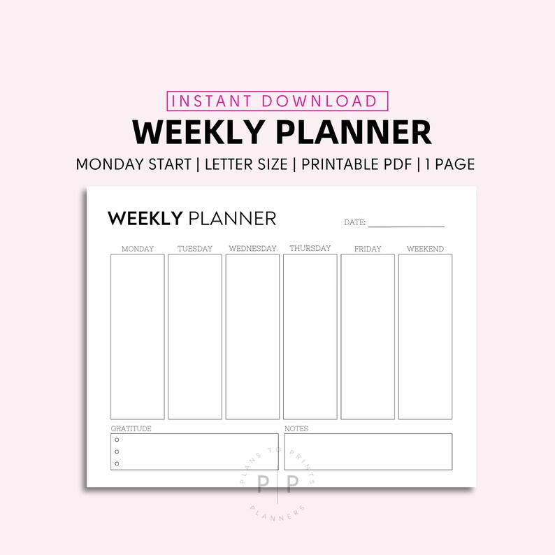 Weekly Planner Printable to Do List, Daily Schedule Content Calendar ...