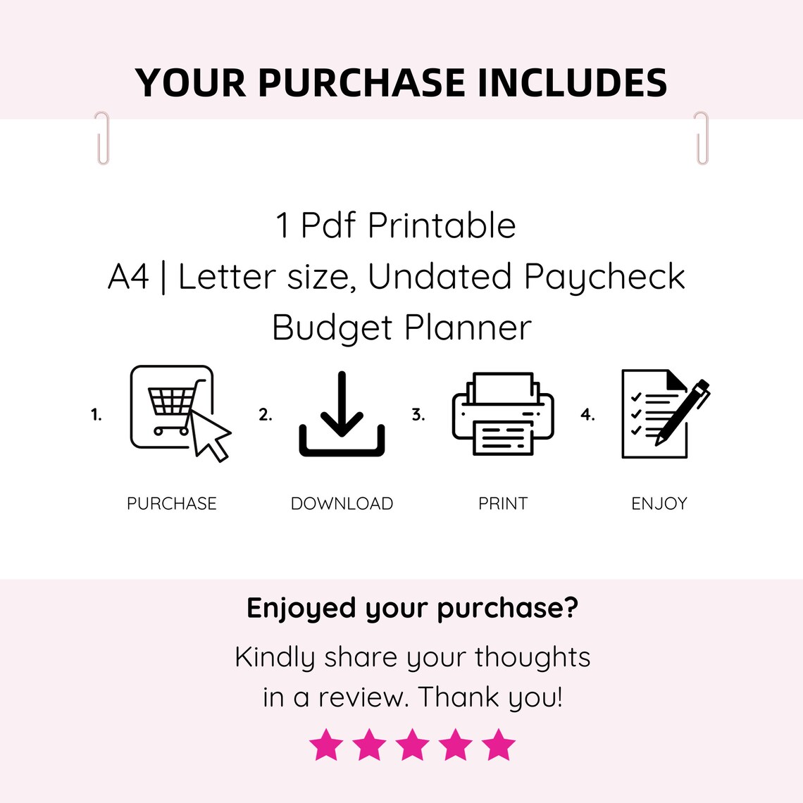 Paycheck Budget Bill Tracker Printable Planner, Budget Template Finance ...